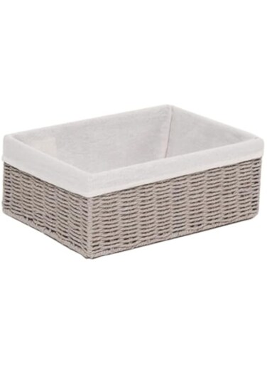 Homesmiths Small Storage Basket Grey with Liner 28 x 20 x 10 cm