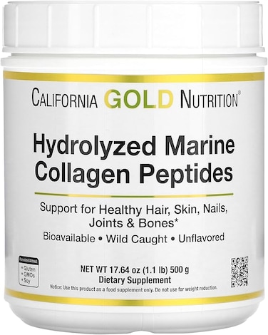 California Gold Nutrition, Hydrolyzed Marine Collagen Peptides, Unflavored, 17.64 oz (500 g)