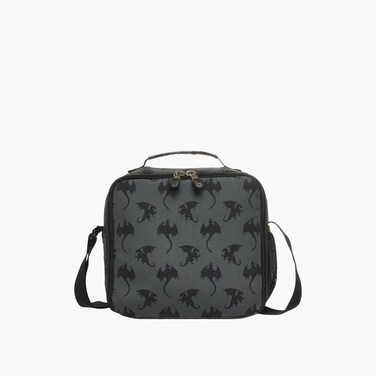 Lunch Bag-Dragons-1 Cmprt-Boys (Polyester) Black \ 21X11X22