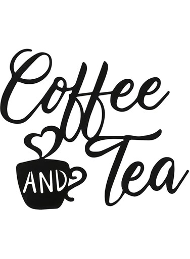 Excefore Coffee Sign Coffee and Tea Bar Sign Coffee Kitchen Decor with Coffee Cups Hanging Wall Art Sign Black Coffee Cup Wall Decor for Coffee Bar Home Office Farmhouse Kitchen 12x10.2Inch