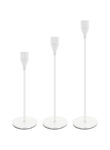 Tidelence Candle Holders for Taper Candles Set of 3 Decorative Candlestick Holders for Wedding, Dinning, Party Fits 3/4 inch Thick Candle&amp;Led Candles (White)