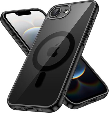 Magnetic Case for iPhone 16e 6.1-Inch 2025 Compatible with MagSafe, Shockproof Phone Bumper Cover, Anti-Scratch Clear Back (Black)