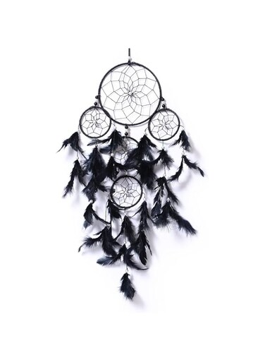 Good Aura Store Dream Catchers for Home Decor, Feather Wall Hangings for Kids Room, Bedroom, Livingroom, Balcony Decorations, Positive Gift Items (Pack of 1, 15L X 74Hcm, Black)