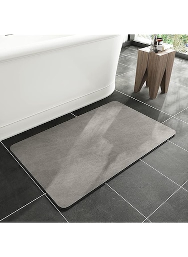 ELECDON Bath Mat - Rubber Non Slip Quick Dry Super Absorbent Thin Bathroom Rug - 40x60 CM, Gray