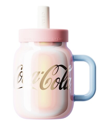 Coca-Cola Porcelain Tea Cup 730ml &acirc;&euro;&ldquo; Pearl Pink   GERM Official Ceramic Mug with Tea Strainer   BPA-Free   Elegant Borosilicate Glass   Limited Licensed Edition