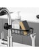 Azonee Faucet Rack, Sponge Holder for Kitchen &amp; Bathroom Stainless Steel Adjustable Faucet Rack for Holding Sponge/Soap/Shampoo/Shower Caddy Shelf Detachable Faucet Rack (Black)