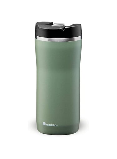 Aladdin Barista Mocca Thermavac Leak-Lock Stainless Steel Thermos Travel Mug for Hot Drinks 0.35L Sage Green &ndash; Keeps Hot for 3 Hours - BPA-Free Reusable Coffee Cups - Leakproof - Dishwasher Safe