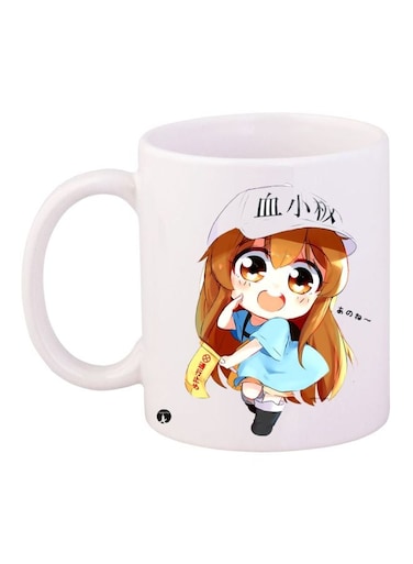 Cartoon Girl Printed Coffee Mug White/Blue/Brown
