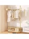 Clothing Garment Rack with Shelves, Metal Cloth Hanger Rack Stand Clothes Drying Rack, Multifunctional Bedroom Hanging Rack Clothing Organizer Hat Tree for Indoor Bedroom (GOLD)
