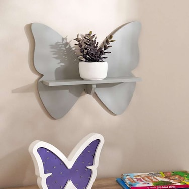 Home Butterfly Wall Shelf for Kids - Grey