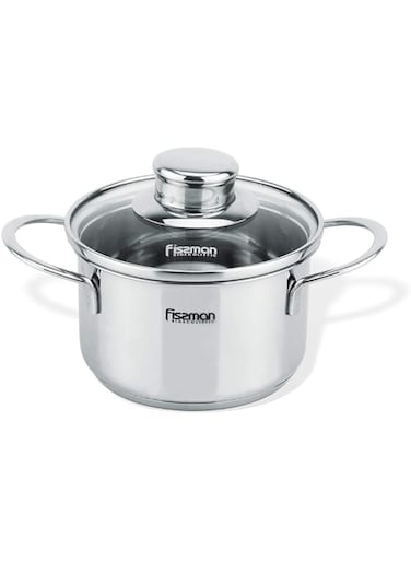 Fissman Stainless Steel Saucepot with Glass Lid Silver 12 x 7.5 cm