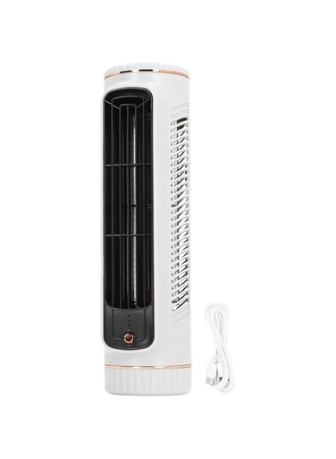 Cryfokt Table Tower Fan, 12000mAh 3 Speeds Adjustable Desk Cooler Fan, Compact Bladeless Quiet Rechargeable Table Cooling Fan, USB Chargeable Small Standing Fan for Bedroom Office