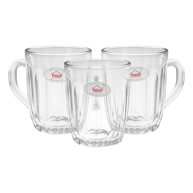 Timmy Sanur Glass Mug Set - 6 Pieces 9oz Drinking Mugs