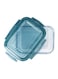 2-Piece Glass Container Set Clear With Green/Blue Lid Assorted 19.6x14.6x5.8cm