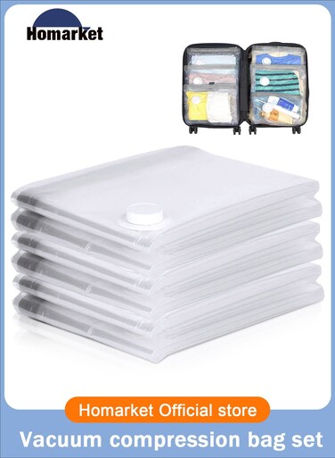 Premium Vacuum Storage Bags, 6 Pack 60X80CM Reusable Space Saver Bags for Clothes, Mattress, Blanket, Duvets, Pillows, Comforters, Quilt, Travel