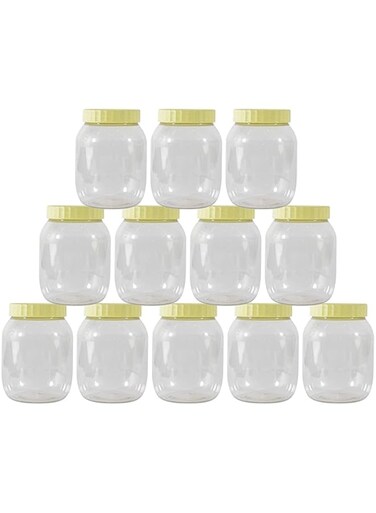Alsaqer Plastic Spice Storage Pet Jar with Lid 12-Pieces Set, 500 ml Capacity, Clear