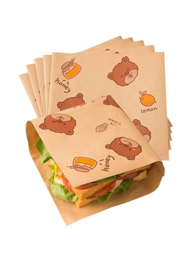 NALACAL 150 Pcs Paper Sandwich Bags,Lunch Bags,Kraft Paper Bags,Recyclable Kitchens Paper, 7x7" Flat Kraft Wrap Sheet,Burger Wrappers for Snacks Cookie Bread