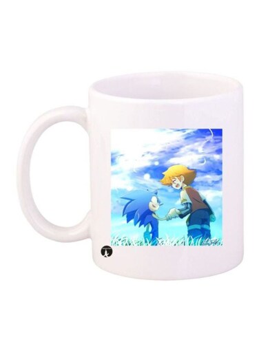 Sonic Video Game Printed Coffee Mug White/Blue/Gold
