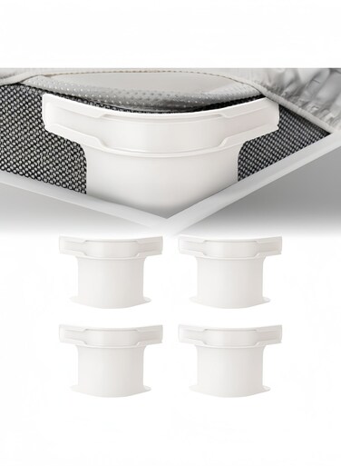 4Pcs Bed Sheet Holders Straps, Heavy Duty Bedsheet Corner Tightener Clips with Lock Strips, Bed Sheet Clips Fasteners, Secure Mattress Protectors and Bedding White
