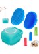 Comotech 3PCS Dog Bath Brush   Dog Shampoo Brush   Dog Scrubber for Bath   Dog Bath Brush Scrubber   Dog Shower/Washing Brush with Adjustable Ring Handle for Short &amp; Long Hair (Blue Blue Blue)
