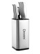 9-Pieces Stainless Steel Kitchen Knife Set Includes 5x knifes 1x Sharpener 1x Scissors 1x Clip Strip Peeler 1x Acrylic block holder Silver