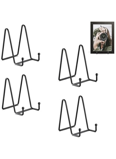 ZELLYA 4 Pack Display Board Stand, Board Display Stand, 11cm Stand Metal Frame Holder for Pictures, Books, Photo Easels, Creations, Collectibles (Black)