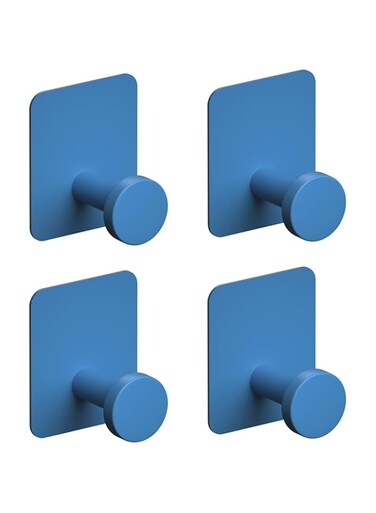 Snailhouse Coat Hooks Wall Mount, 4 Pack Heavy Duty Adhesive Stainless Steel Entryway Wall Coat Hook Hanger for Hanging Jacket Hat Backpack Towel Clothes, Blue