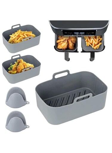 MostNow Silicone Air Fryer Liners Basket,2 Pack Air Fryer Silicone Pot, for Ninja Foodi DZ201/DZ401,Food Safe Non Stick Air Fryer Accessories Reusable Replacement Air Fryer Liner Paper