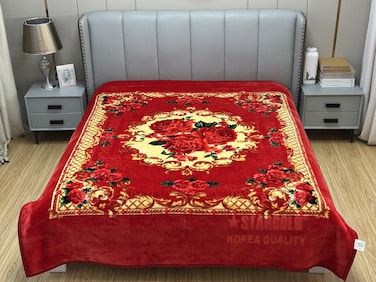 STARGOLD Single Ply Raschel Premium Quality Blanket Two Side Color 220CM &times; 240CM 12 LBS, Polyester Fabric Materials, SG-BL2051