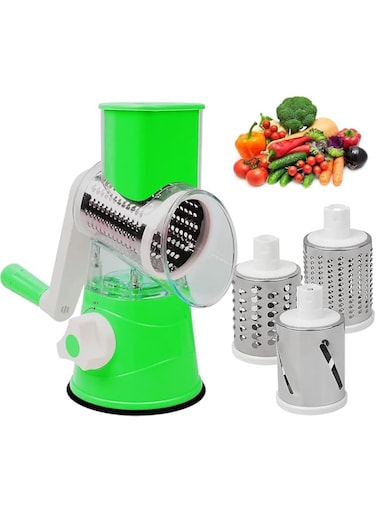 SUPREMIUM 3-in-1 Rotary Cheese Grater &amp; Vegetable Slicer - Handheld Kitchen Grater with 3 Sharp Blades for Coarse &amp; Fine Shredding, Slicing - Safe, Easy Clean, BPA-Free, Anti-Rust for Cheese &amp; Veggies