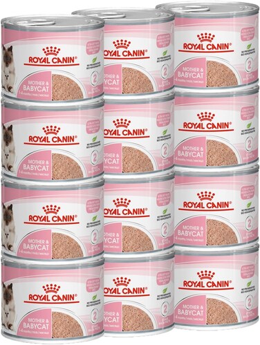 Royal Canin FHN Mother &amp; Babycat Mousse Wet Food Cans Tray of 12x195g Feline Breed Nutrition Cat Food

