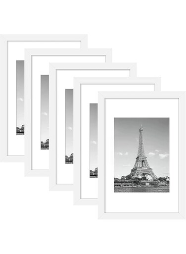 ROUNY 8x10 Picture Frame Set of 5, Photo Frame with HD Plexiglass for Poster and Photo, Display Pictures 5x7 with Mat or or 8x10, Wall Gallery Photo Frames for Wall Mounting or Table Top Display