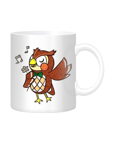 Print Bird Printed Ceramic Mug White/Brown