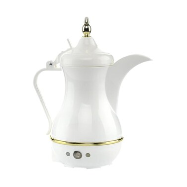 Electric Arabic Coffee Dallah Pot 800ml White &amp; Gold, Fast Heating Coffee &amp; Tea Maker with Keep Warm