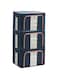 Qiccijoo 3Pack Clothes Storage Bag with Robust Steel Framed Foldable Closet Organizers Storage Containers,Large Storage Bins for Comforters, Blankets, Bedding,Toys, Books,Clear Window, 72L-Denin Blue