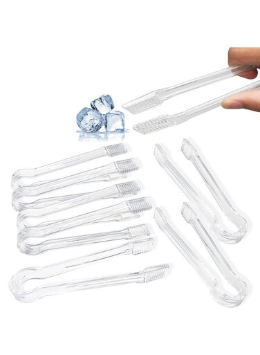 8pcs Plastic Buffet Serving Tongs, Mini Clear Kitchen Tongs 6.3 Inch Small Ice Tongs for Tea and Coffee, Party Catering, Appetizers, Salad, Desserts, Sandwich, Buffet Barbecue