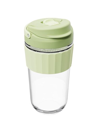 Tazweeq Leak-proof Glass Coffee Mug with Lid Lock, 17 oz Reusable Travel Cup with Handle, BPA-Free, Microwave &amp; Dishwasher Safe, Forest Green, SafeLok Technology
