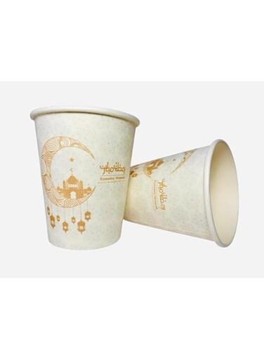 FAM 24pcs Cups For Iftar Party &ndash; Paper Cups Ramadan &ndash; EID Disposable Cups &ndash; Disposable Cups For Ramadan EID