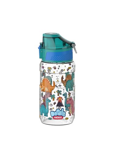 Kiddo Dinosaur Water Bottle for Boys, 540 ML - BPA Free, Leakproof, Push Button, Sipper Spout, Carry Handle