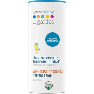 Nature's Baby Organics Baby Powder Talc Free Dusting Powder With Aloe Soft Gentle 4Oz