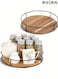 Pallet , Turntable Organizer for Cabinet Pantry Kitchen Countertop Refrigerator Cupboard , Pine Wood , Desktop clutter circular organizer , kitchen seasoning solid wood tray , 22.8cm , Carbonized Black .