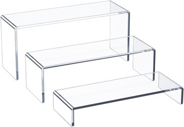 HIIMIEI Acrylic Display Riser Set - 3 Step 9" Clear Rectangular Risers for Cupcake Stand, Gemstone, Collectibles