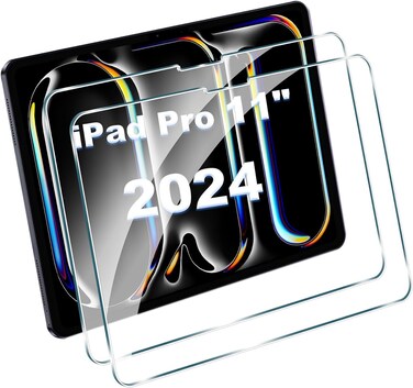 Muzz Screen Protector Compatible with Ipad Pro 11-Inch (M4) A2837 A3006 A2836,9H Hardness Tempered Glass Film, Ultra Resistant Anti-Fingerprints HD-Clear Tablet Film for Ipad Pro 11 2024 (2 Pack)
