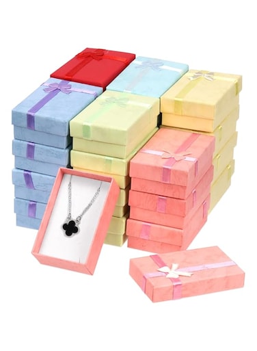 Tanstic 24Pcs Jewelry Gift Boxes Set, 3.2 x 2 x 1.1 Inch 6 Colors Cardboard Jewelry Boxes Small Gift Boxes for Rings, Pendants, Earring, Necklaces