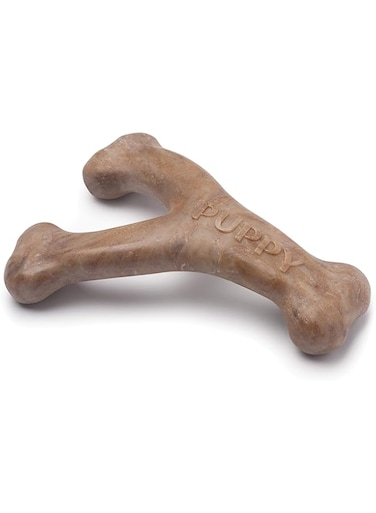 Benebone Wishbone Puppy Dog Chew Toy For Softer Modest Chewers, Bacon Flavor -Small