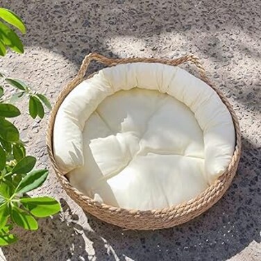 Pet Nest Bed Suitble for Cat and Dog, Washable for All Seasons (White, Small)