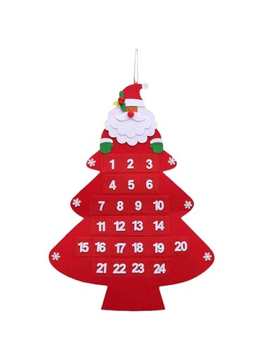 HIGHLAND Felt Christmas Advent Calendar 2023 &ndash; Christmas Decorations for Home - Santa Claus Christmas Countdown Calendar with 24 Candy Pockets &ndash; Christmas Calendar for Kids
