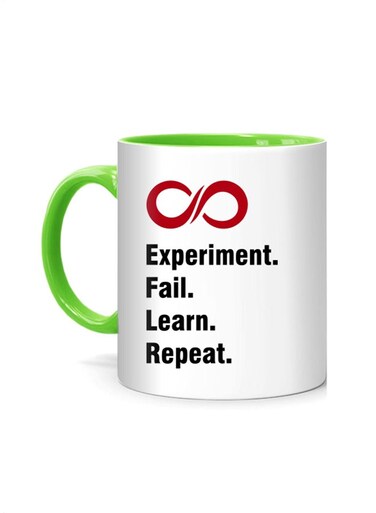 Styles Experiment, Fail, Learn, Repeat Printed Mug White/Green