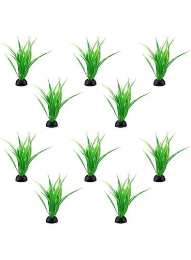 Lpraer Mangsen 10 Pack Aquarium Decorations 4 Inch Small Plastic Simulation Artificial Aquarium Plants Fish Tank Decorations Used for Household and Office