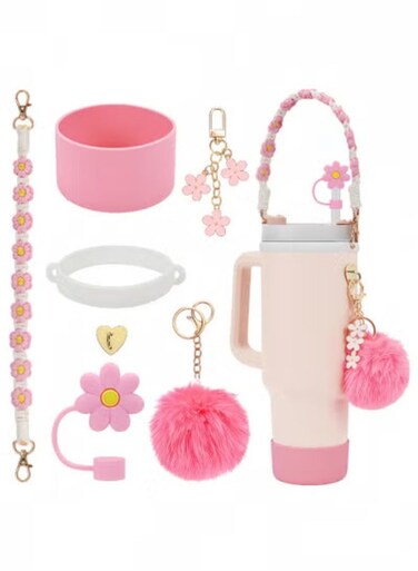 Cup Accessories Bundle, Handle Strap, Silicone Boot, Straw Cover, and Charms for 40oz &amp; 30oz Tumblers